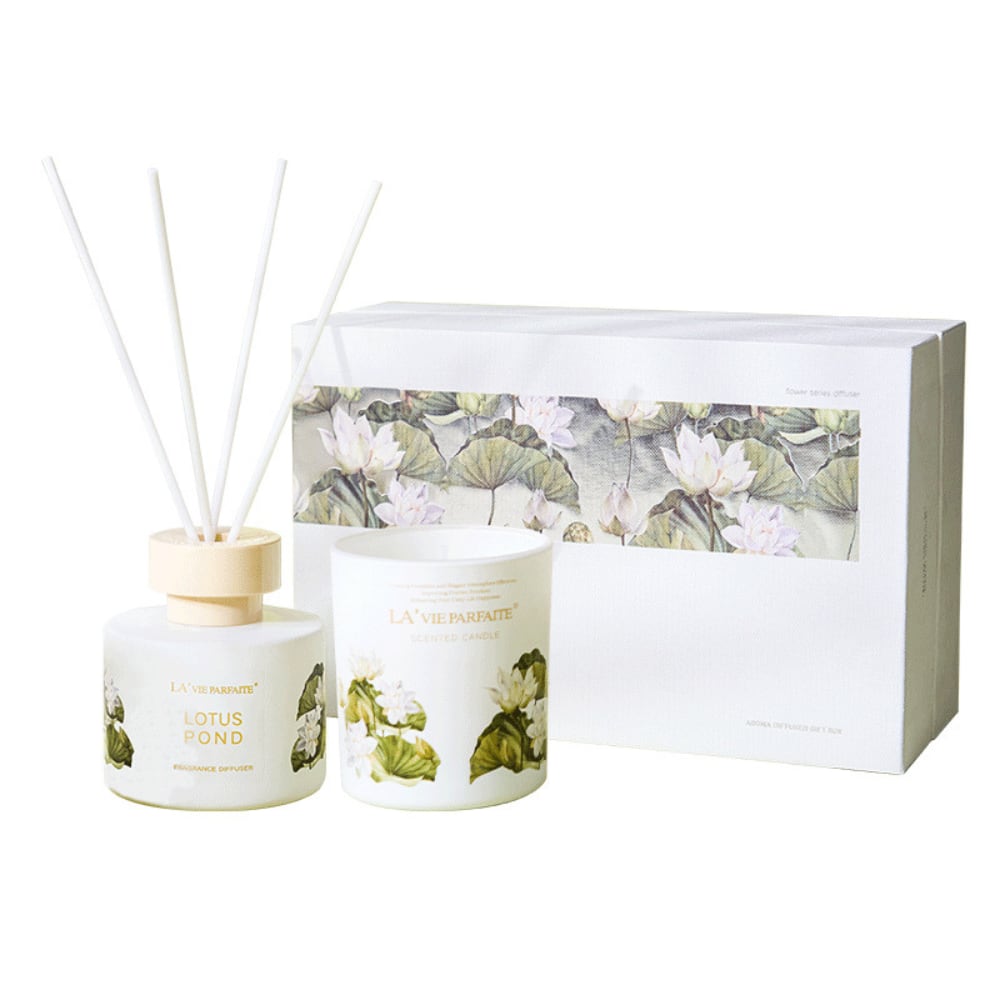 Nelumbo lotus diffuser and candle set
